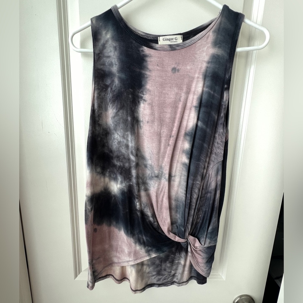 Ginger G Tie-Dye Tank Top - Black and Pink